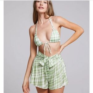 Chaser volterra pistachio plaid bikini top size small NWT